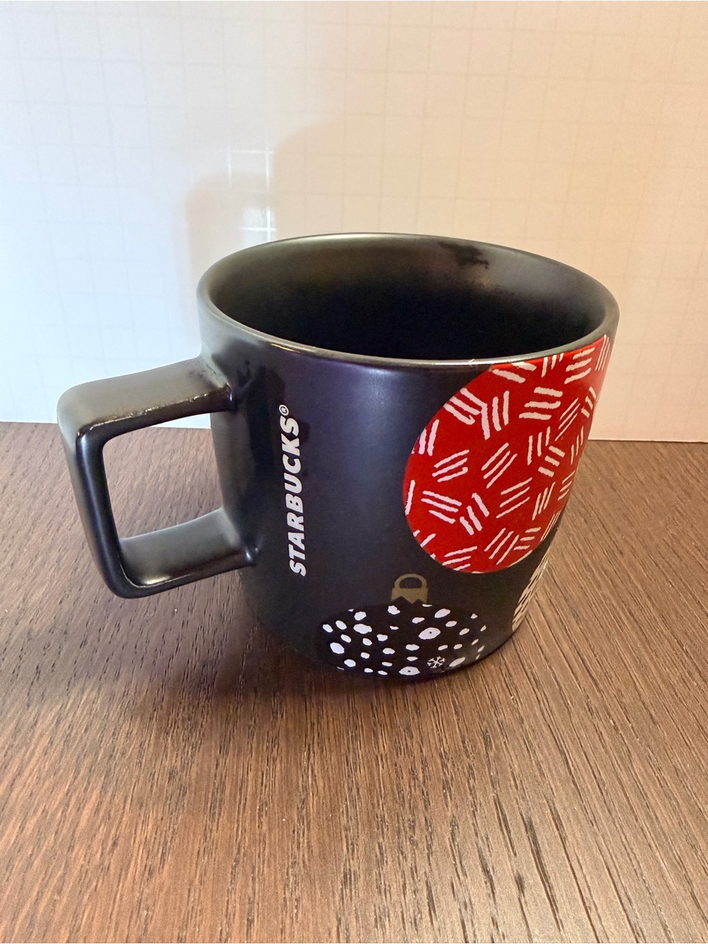 Starbucks 2016 Black, Red, and White Holiday Ceramic Mug